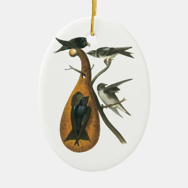 Purple Martin, John Audobon Ceramic Tree Decoration (Front)
