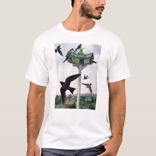 Purple Martins and Their Birdhouse T-Shirt (Front)