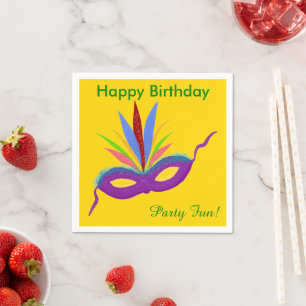 Purple Mask Birthday Napkins