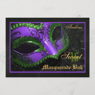 Purple  Mask Masquerade Sweet 16 Party Invitation