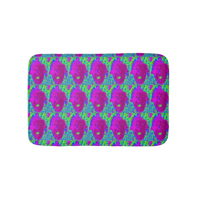 purple masks green bath mat (Front)