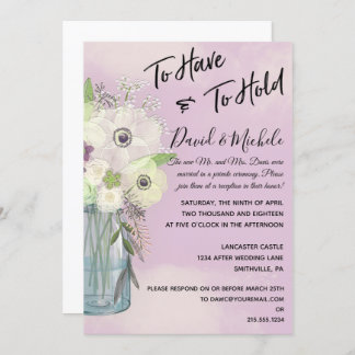 Purple Mason Jar/After Wedding Invitation