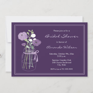 Purple Mason Jar Bridal Shower Invitations