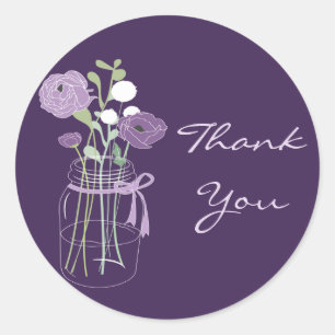 Purple Mason Jar Wedding Favour Stickers