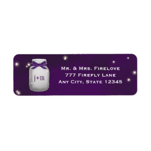 Purple Mason Jar with Fireflies Return Address