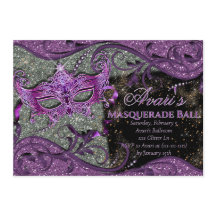 Purple Masquerade Ball Invitation, Mardi Gras