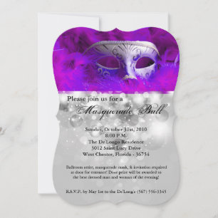 Purple Masquerade Ball Mask Costume Halloween Part Invitation