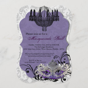 Purple Masquerade Ball Mask Costume Halloween Part Invitation