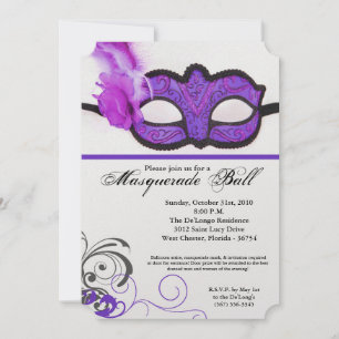 Purple Masquerade Ball Mask Costume Halloween Part Invitation