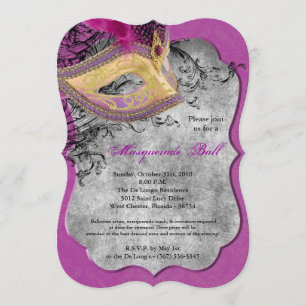 Purple Masquerade Ball Mask Costume Halloween Part Invitation