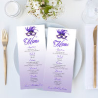 Purple Masquerade Birthday Party Flat Menu
