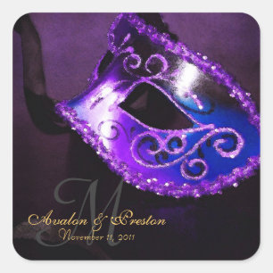 Purple Masquerade Elegant Monogram Sticker