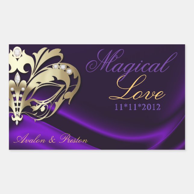 Purple Masquerade Gold Candy Buffet Sticker (Front)