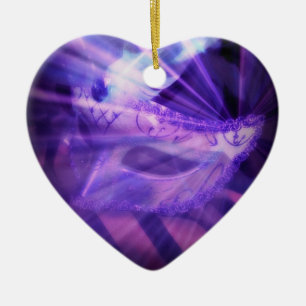 Purple Masquerade Heart Ornament