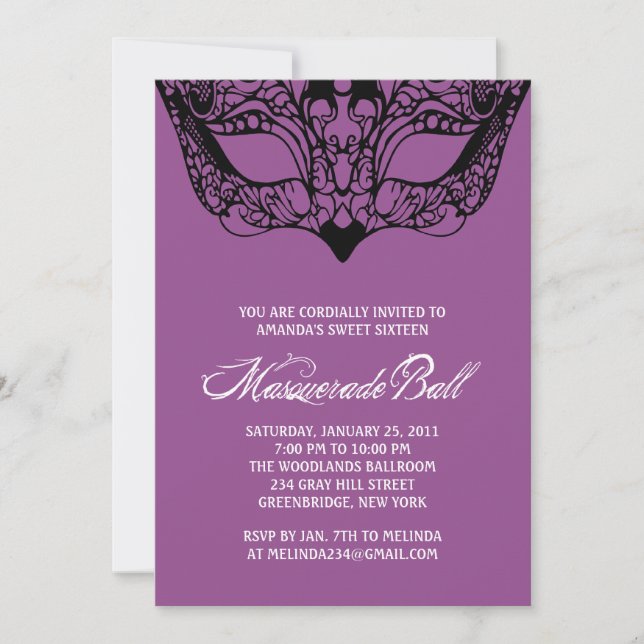 Purple Masquerade Invitations (Front)