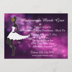 Purple Masquerade Mardi Gras Ball Invitation