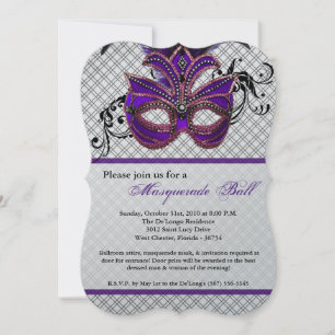 Purple Masquerade Mask Ball Costume Halloween Invitation