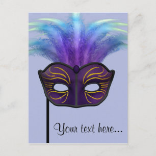 Purple Masquerade Mask Carnival Party Art Postcard