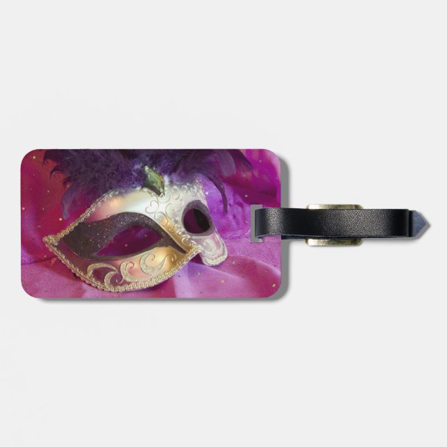 Purple Masquerade Mask Luggage Tag (Back Horizontal)