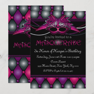 Purple Masquerade Party Invitations