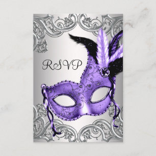 Purple Masquerade Party RSVP Card