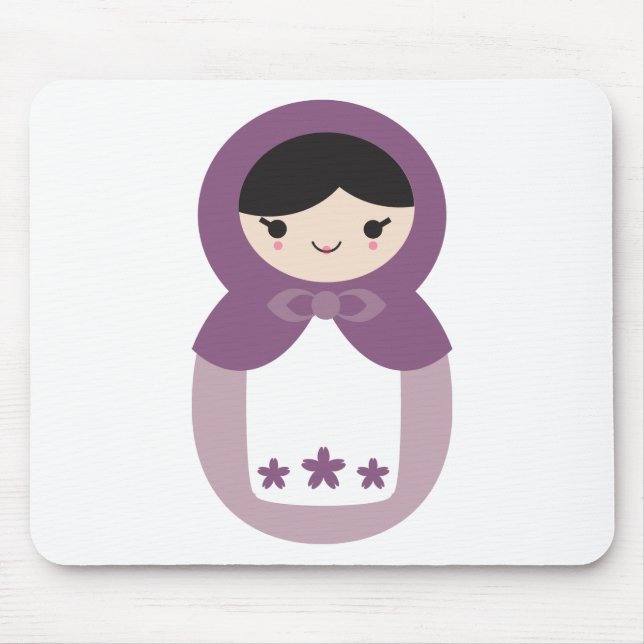 Purple Matryoshka Doll Mouse Mat (Front)