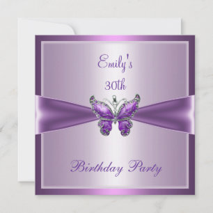 Purple Mauve Butterfly 30th Birthday Party Invitation