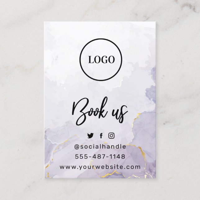 Purple Mauve Custom Logo Filler Aftercare Card (Front)