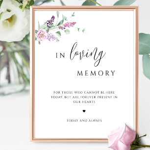Purple Mauve Floral In Loving Memory Wedding Sign