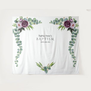 Purple Mauve Flowers Eucalyptus Baptism Prop  Tapestry
