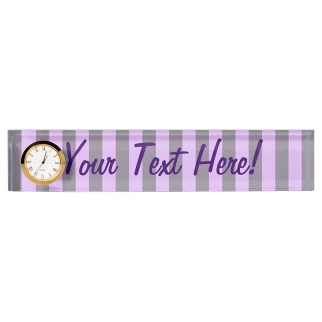 Purple Mauve Grape Stripes Decor Nameplate (Front)