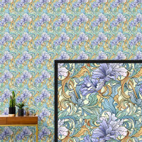 Purple Mauve Green Aqua Yellow Gold Art Nouveau 