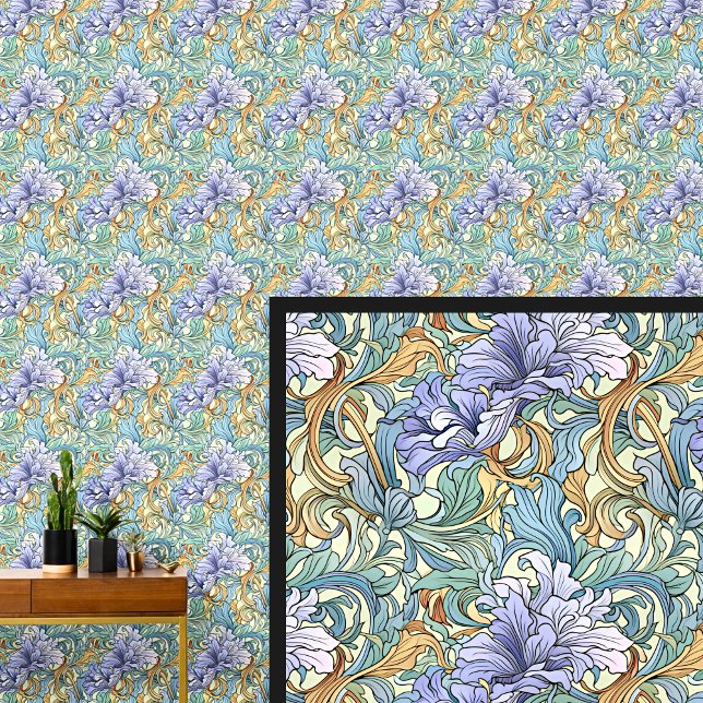 Purple Mauve Green Aqua Yellow Gold Art Nouveau  Wallpaper (Creator Uploaded)