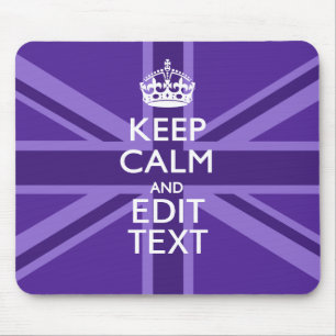 Purple Mauve Keep Calm And Your Text Union Jack Mouse Mat