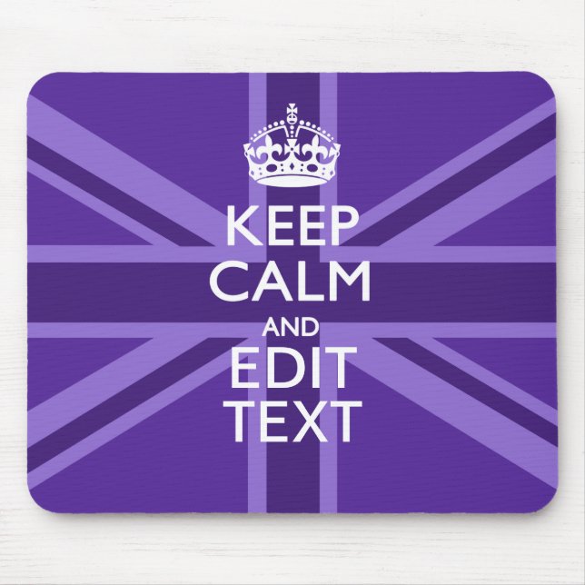 Purple Mauve Keep Calm And Your Text Union Jack Mouse Mat (Front)
