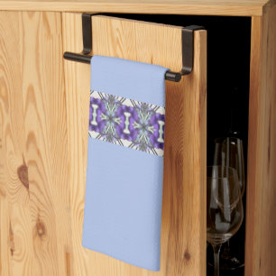 Purple mauve patterned stripe accented tea towel