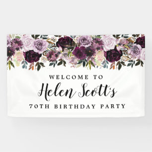 Purple Mauve Pink 70th Birthday Party Welcome Banner
