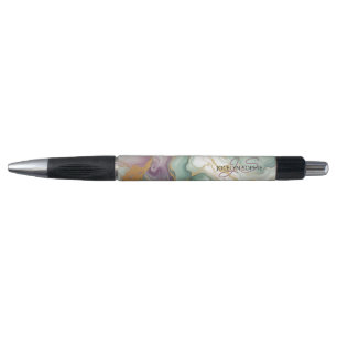 Purple Mauve Pink Green Gold Marble Art Pattern