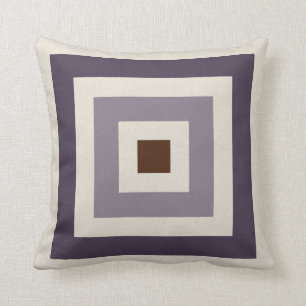 Purple Mauve Plum Geometric Squares Cushion