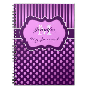 Purple Mauve Polka Dot Striped Journal Notebook
