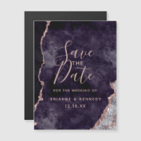 Purple Mauve Rose Gold Agate Marble Save the Date