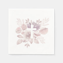 Purple Mauve Watercolor Floral Cross 