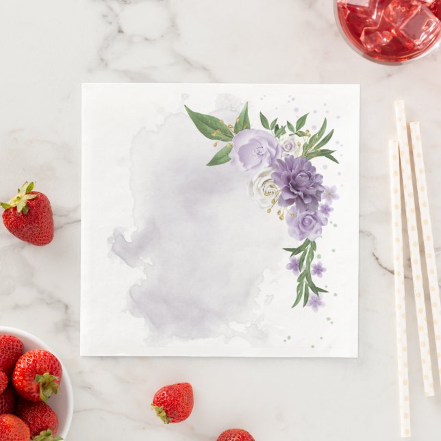 purple mauve white floral napkin (Insitu)