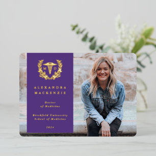 Purple MD Caduceus Graduation Photo Announcement