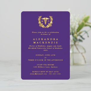 Purple MD Caduceus + Laurel Wreath Graduation