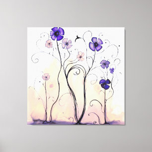 Purple Meadow Nature Wildflower Modern Floral Art Canvas Print