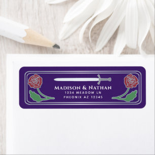 Purple Mediaeval Fantasy Silver Sword Wedding Labe