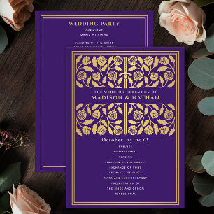 Purple Mediaeval Gold Sword Royal Wedding Programme