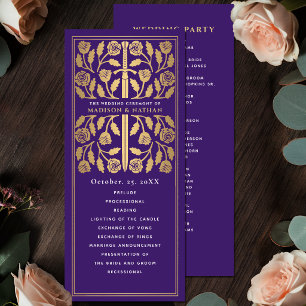 Purple Mediaeval Gold Sword Royal Wedding Programme