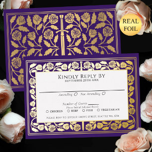 Purple Mediaeval Gold Sword Royal Wedding RSVP